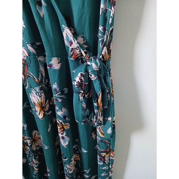 Fortune + Ivy Womens Floral Maxi Dress Faux Wrap V Neck Knit Stretch Green L - Picture 4 of 8